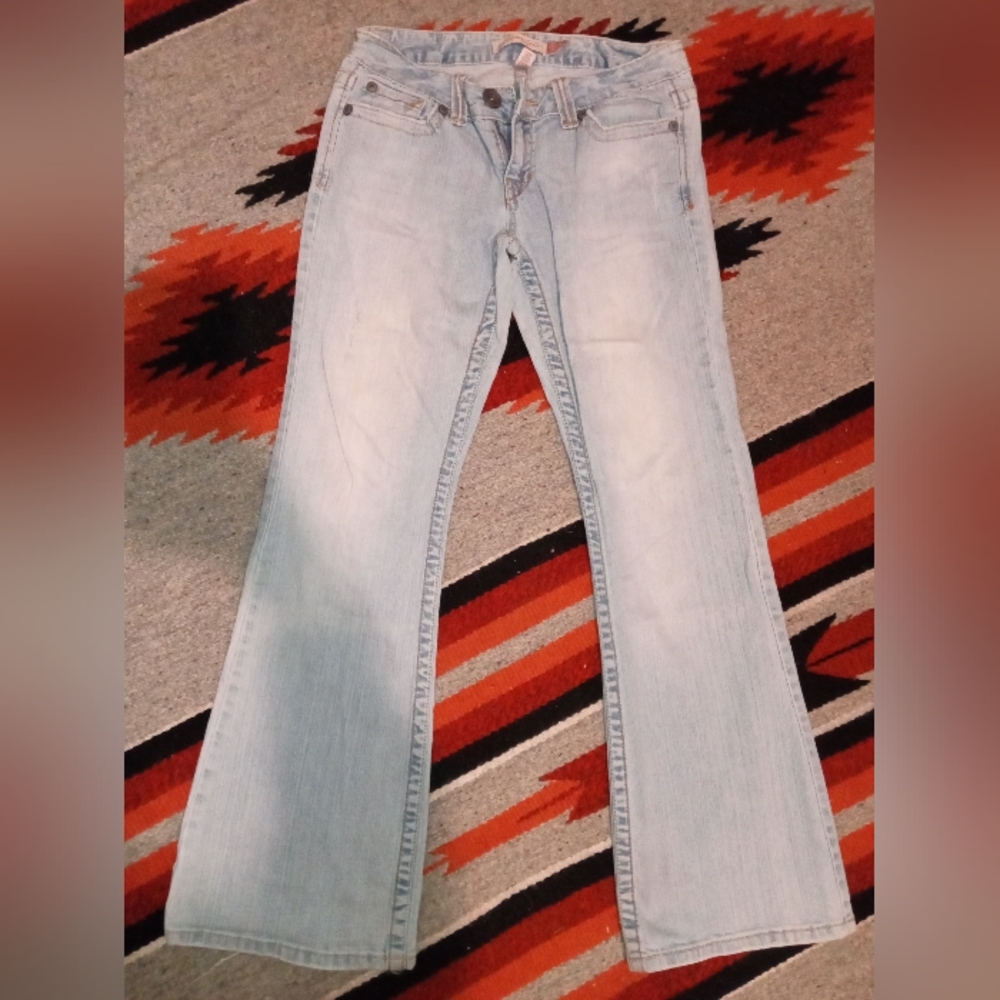 Aeropostale Aero Hailey Skinny Flare Light wash Denim Jeans Sz 3/4